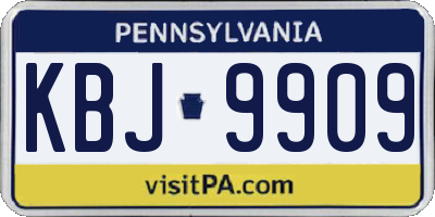 PA license plate KBJ9909