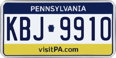PA license plate KBJ9910