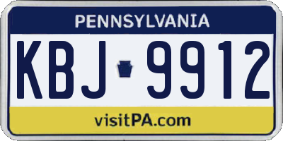 PA license plate KBJ9912