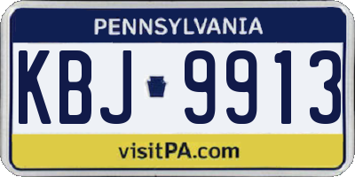 PA license plate KBJ9913