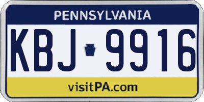 PA license plate KBJ9916
