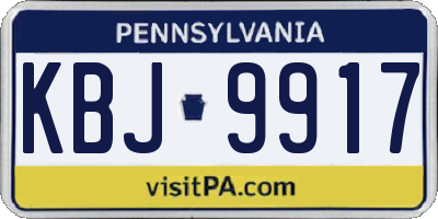 PA license plate KBJ9917