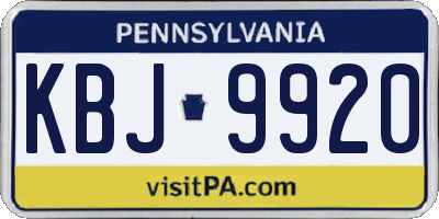 PA license plate KBJ9920