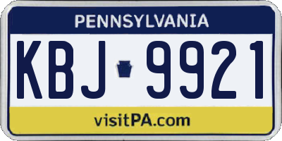 PA license plate KBJ9921