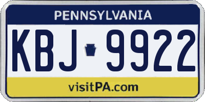 PA license plate KBJ9922