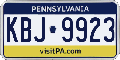 PA license plate KBJ9923