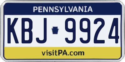 PA license plate KBJ9924