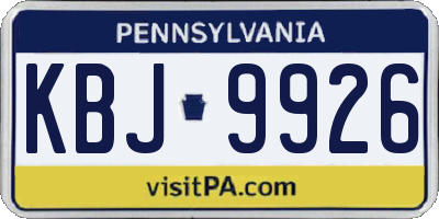 PA license plate KBJ9926
