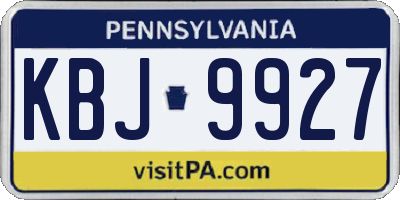 PA license plate KBJ9927