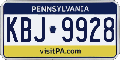 PA license plate KBJ9928