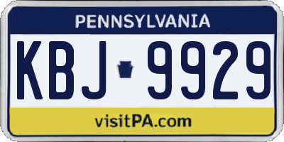 PA license plate KBJ9929