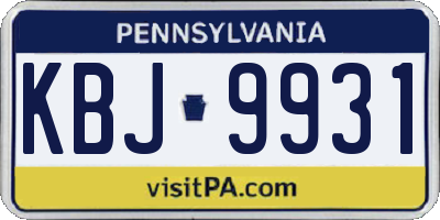 PA license plate KBJ9931