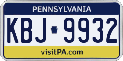 PA license plate KBJ9932
