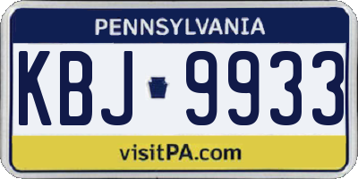 PA license plate KBJ9933