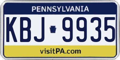 PA license plate KBJ9935