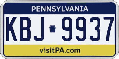 PA license plate KBJ9937