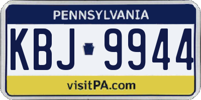 PA license plate KBJ9944