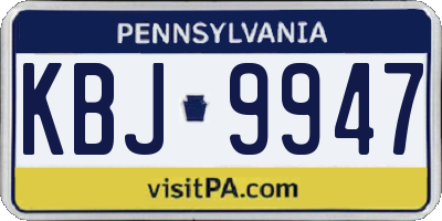 PA license plate KBJ9947