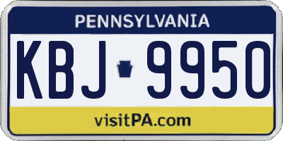 PA license plate KBJ9950
