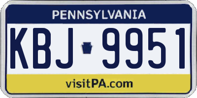 PA license plate KBJ9951