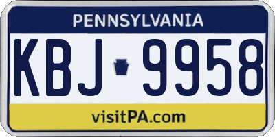 PA license plate KBJ9958