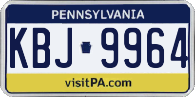 PA license plate KBJ9964