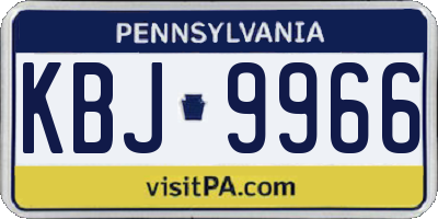 PA license plate KBJ9966