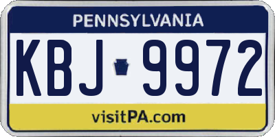 PA license plate KBJ9972