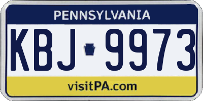 PA license plate KBJ9973