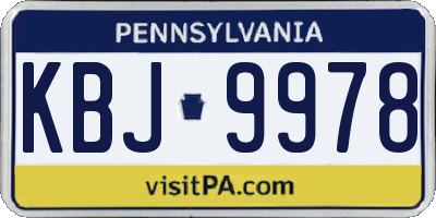 PA license plate KBJ9978