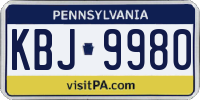 PA license plate KBJ9980