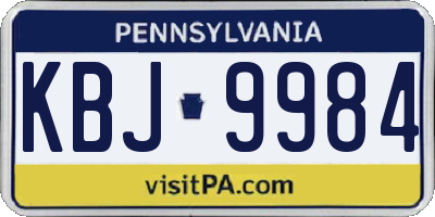 PA license plate KBJ9984
