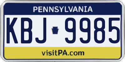 PA license plate KBJ9985