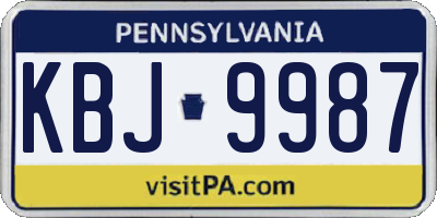 PA license plate KBJ9987
