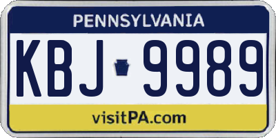 PA license plate KBJ9989