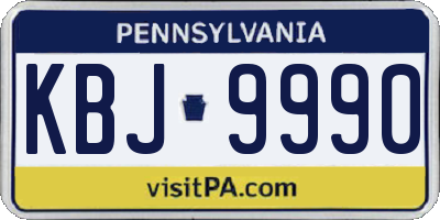 PA license plate KBJ9990