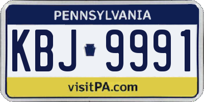 PA license plate KBJ9991