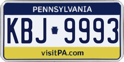 PA license plate KBJ9993