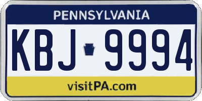 PA license plate KBJ9994