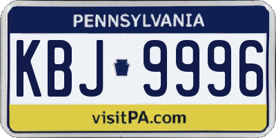 PA license plate KBJ9996