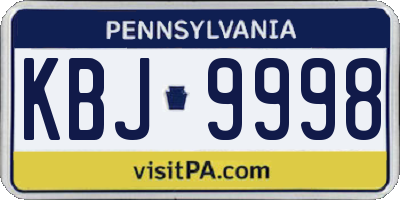 PA license plate KBJ9998