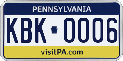 PA license plate KBK0006