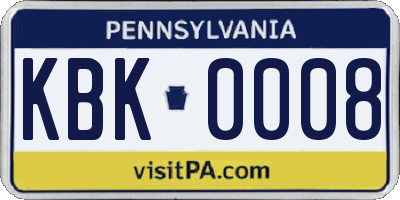 PA license plate KBK0008