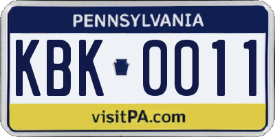 PA license plate KBK0011