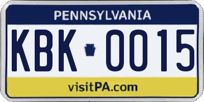 PA license plate KBK0015