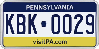 PA license plate KBK0029