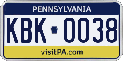 PA license plate KBK0038