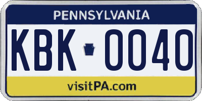PA license plate KBK0040