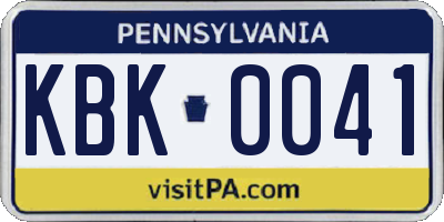 PA license plate KBK0041
