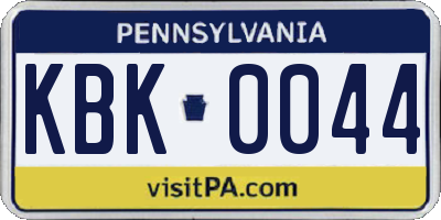 PA license plate KBK0044